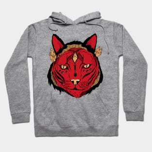 Red and Cream Mystical Tribal Cat Hoodie